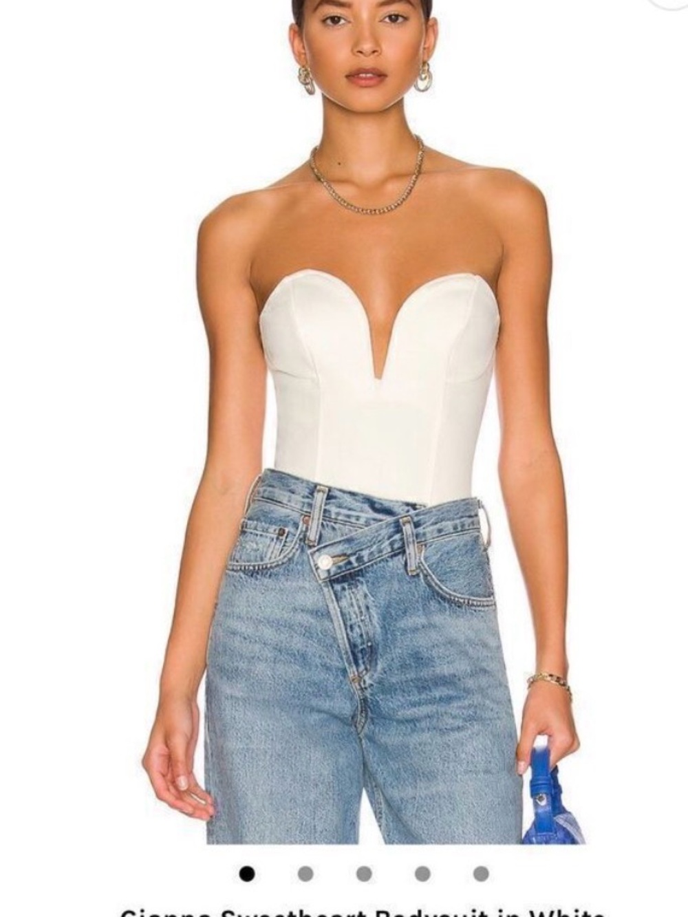 Superdown Gianna Strapless Sweetheart Bodysuit in White